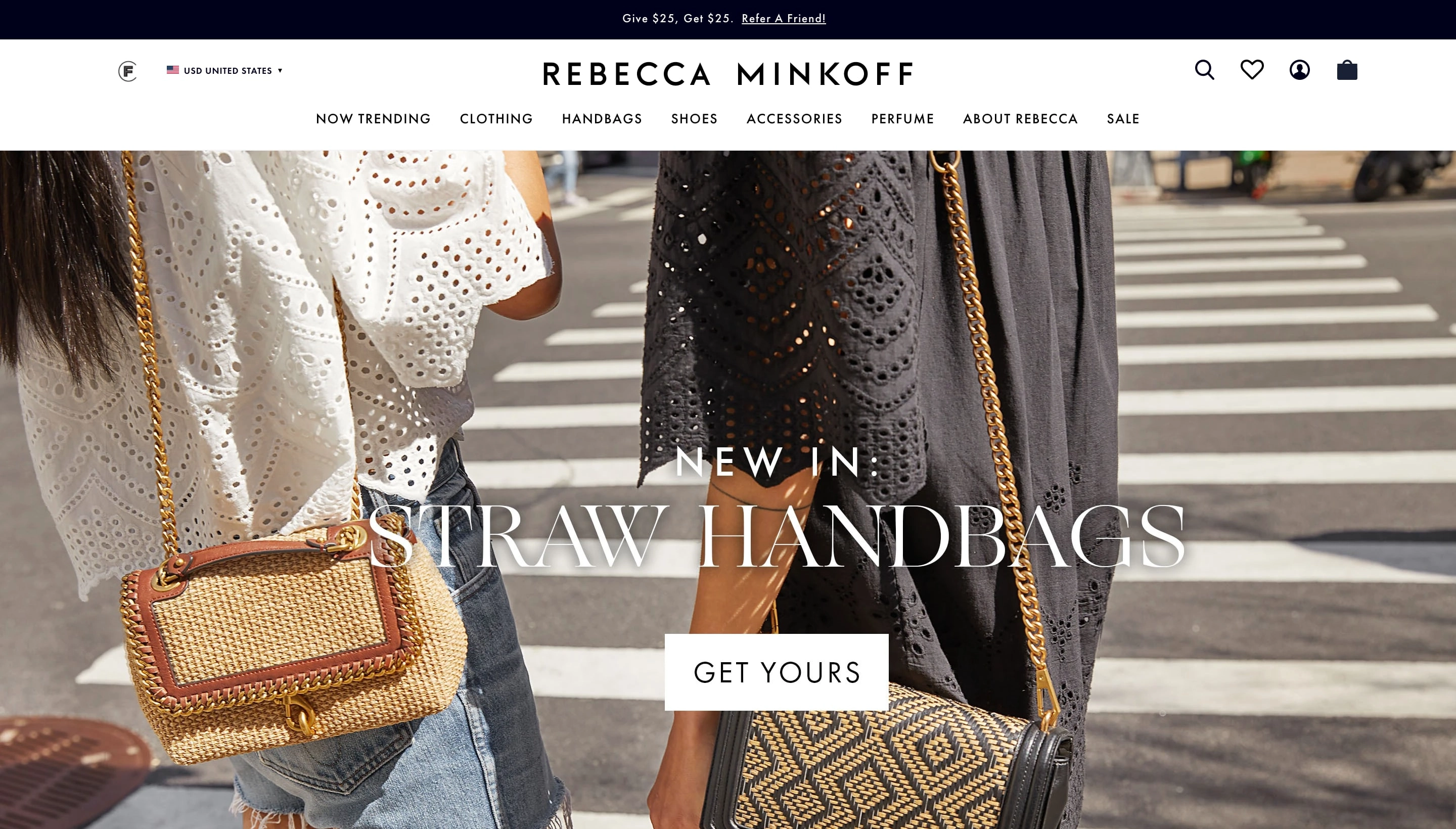 Rebecca Minkoff Shopify store screenshot